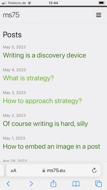 Website after design tweaks